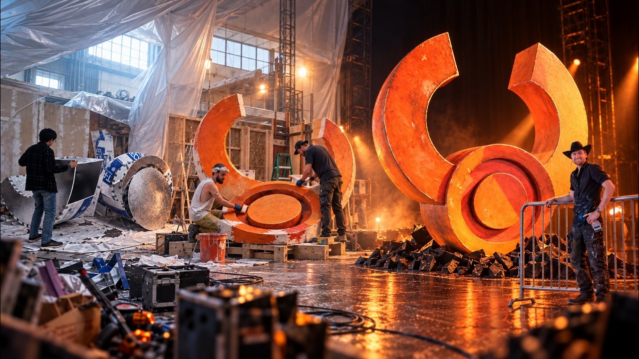Giant robot claw stage pieces built for Open Sauce